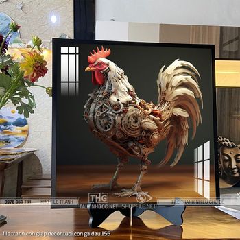 file tranh con giap decor tuoi con ga dau 155