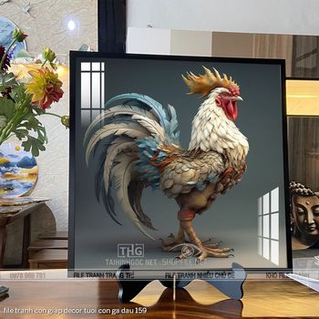 file tranh con giap decor tuoi con ga dau 159
