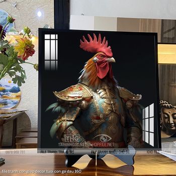 file tranh con giap decor tuoi con ga dau 160