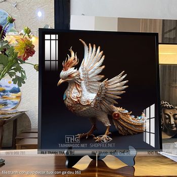 file tranh con giap decor tuoi con ga dau 161