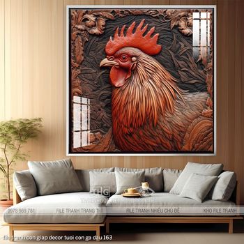 file tranh con giap decor tuoi con ga dau 163