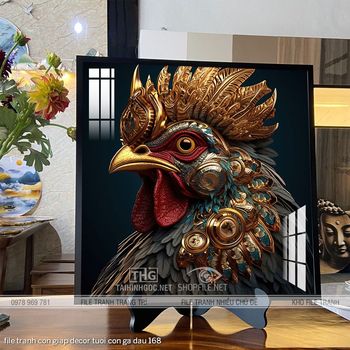 file tranh con giap decor tuoi con ga dau 168