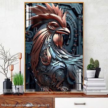 file tranh con giap decor tuoi con ga dau 171