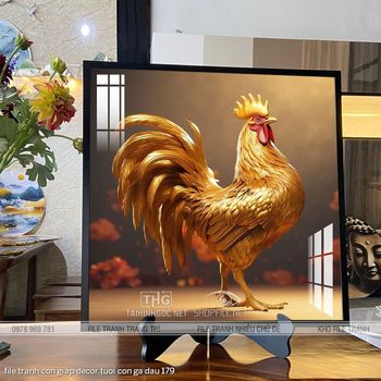 file tranh con giap decor tuoi con ga dau 179