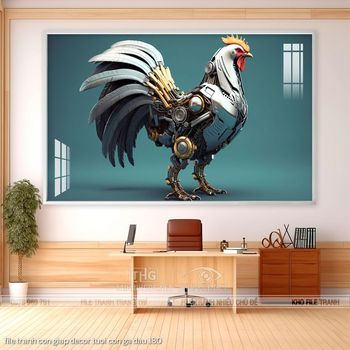file tranh con giap decor tuoi con ga dau 180