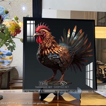 file tranh con giap decor tuoi con ga dau 181