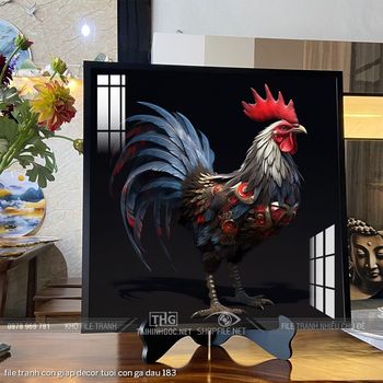 file tranh con giap decor tuoi con ga dau 183