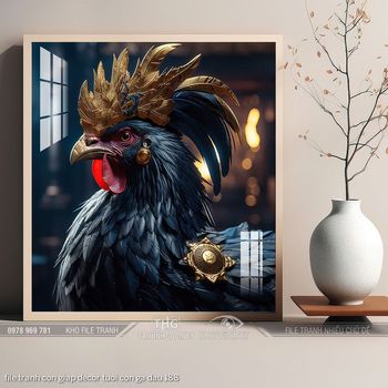 file tranh con giap decor tuoi con ga dau 188