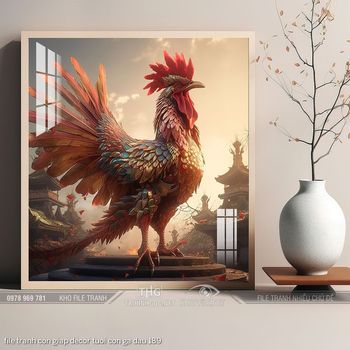 file tranh con giap decor tuoi con ga dau 189