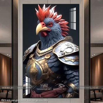 file tranh con giap decor tuoi con ga dau 190