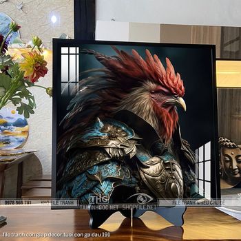 file tranh con giap decor tuoi con ga dau 191