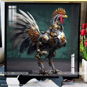 file tranh con giap decor tuoi con ga dau 192