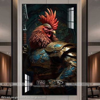 file tranh con giap decor tuoi con ga dau 193