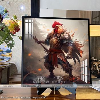 file tranh con giap decor tuoi con ga dau 195