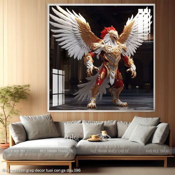 file tranh con giap decor tuoi con ga dau 196