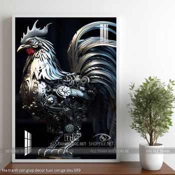 file tranh con giap decor tuoi con ga dau 199