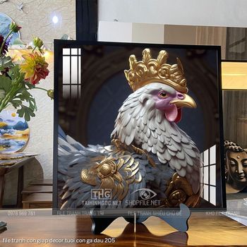 file tranh con giap decor tuoi con ga dau 205