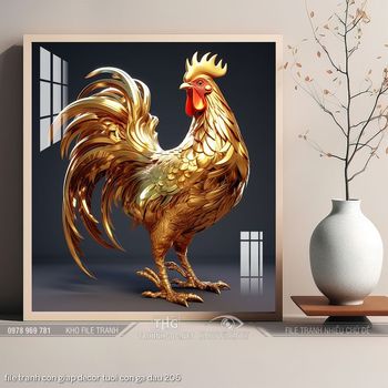 file tranh con giap decor tuoi con ga dau 206