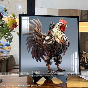 file tranh con giap decor tuoi con ga dau 207