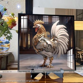 file tranh con giap decor tuoi con ga dau 209