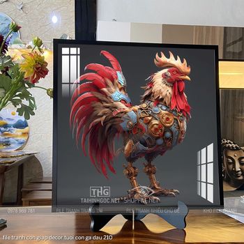 file tranh con giap decor tuoi con ga dau 210