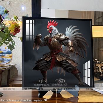 file tranh con giap decor tuoi con ga dau 211