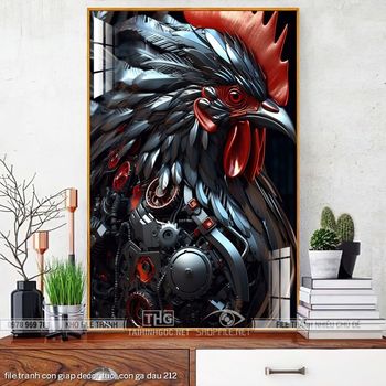 file tranh con giap decor tuoi con ga dau 212