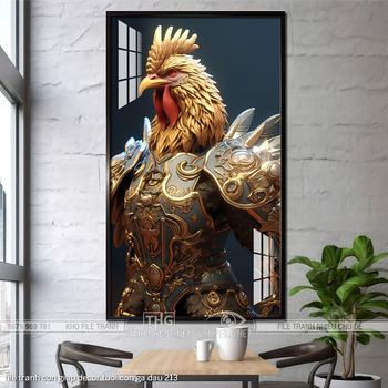 file tranh con giap decor tuoi con ga dau 213