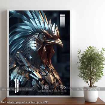 file tranh con giap decor tuoi con ga dau 215