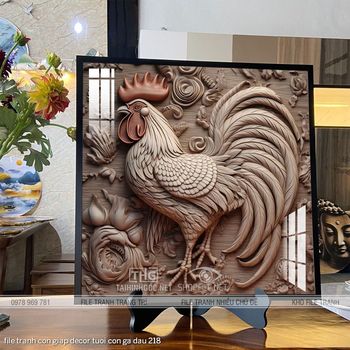 file tranh con giap decor tuoi con ga dau 218