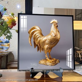 file tranh con giap decor tuoi con ga dau 221