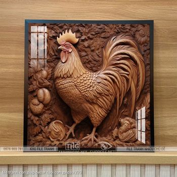 file tranh con giap decor tuoi con ga dau 223