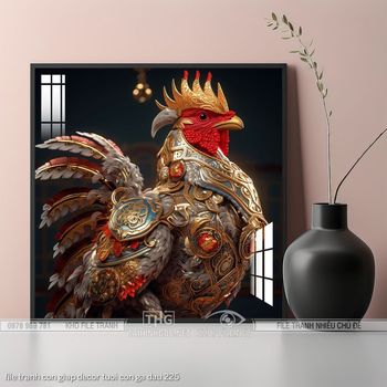 file tranh con giap decor tuoi con ga dau 225