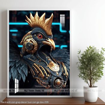 file tranh con giap decor tuoi con ga dau 226