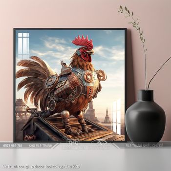 file tranh con giap decor tuoi con ga dau 228