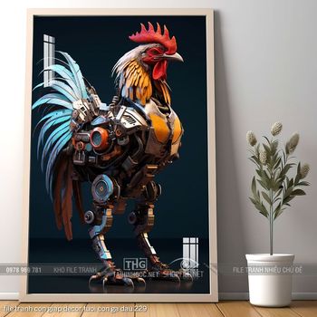 file tranh con giap decor tuoi con ga dau 229