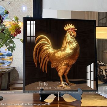 file tranh con giap decor tuoi con ga dau 230