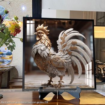 file tranh con giap decor tuoi con ga dau 231