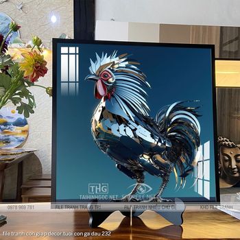 file tranh con giap decor tuoi con ga dau 232