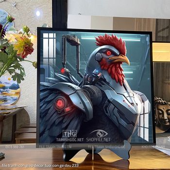 file tranh con giap decor tuoi con ga dau 233