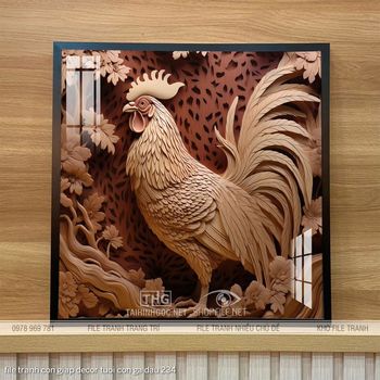 file tranh con giap decor tuoi con ga dau 234