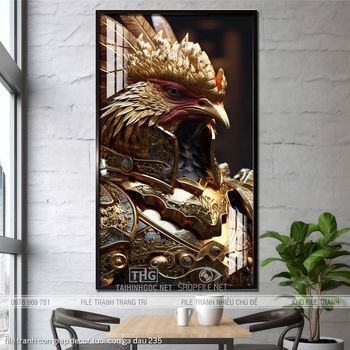 file tranh con giap decor tuoi con ga dau 235