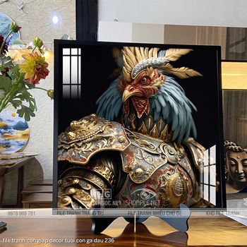 file tranh con giap decor tuoi con ga dau 236