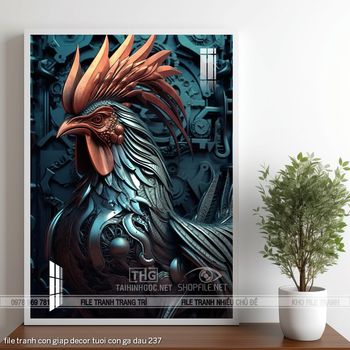 file tranh con giap decor tuoi con ga dau 237