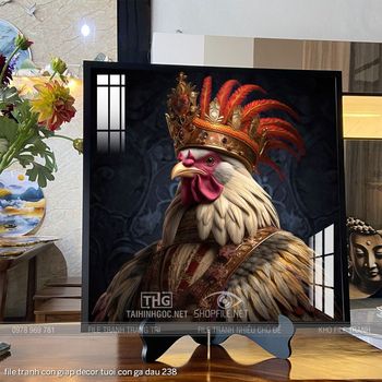 file tranh con giap decor tuoi con ga dau 238