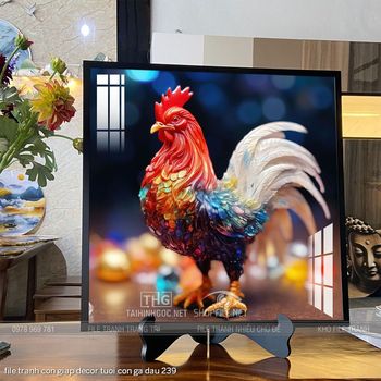 file tranh con giap decor tuoi con ga dau 239