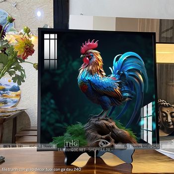 file tranh con giap decor tuoi con ga dau 240