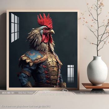 file tranh con giap decor tuoi con ga dau 241