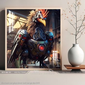 file tranh con giap decor tuoi con ga dau 246