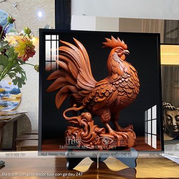 file tranh con giap decor tuoi con ga dau 247